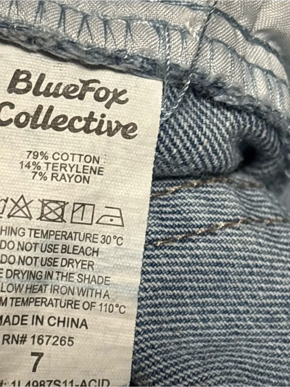 BlueFox Collective Jeans Womens 7 Wide Leg Color Block Light Wash High Rise - Picture 9 of 9